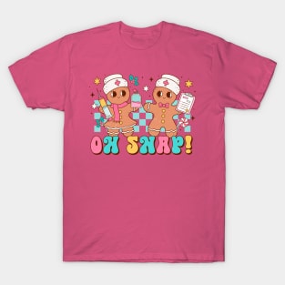 Oh Snap Gingerbread Nurses Retro T-Shirt